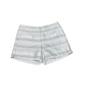 NWT White House Black Market White & Gold Tweed Shorts Size 8
